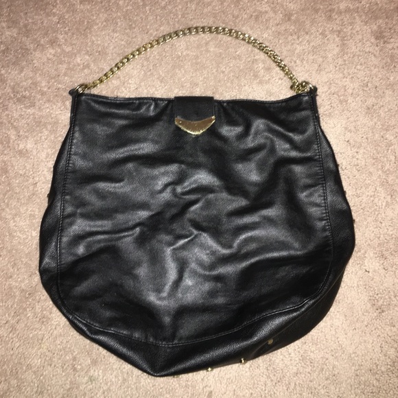 HM gold studded black leather purse