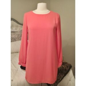 Everly Coral Long Sleeve Dress