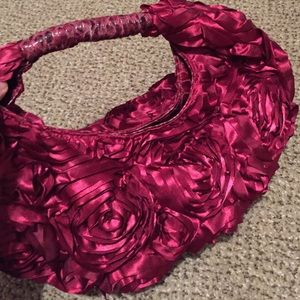 Fabric handbag with rose design