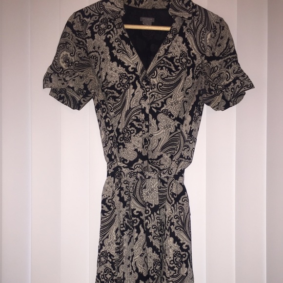 Ann Taylor black/white paisley knee length dress