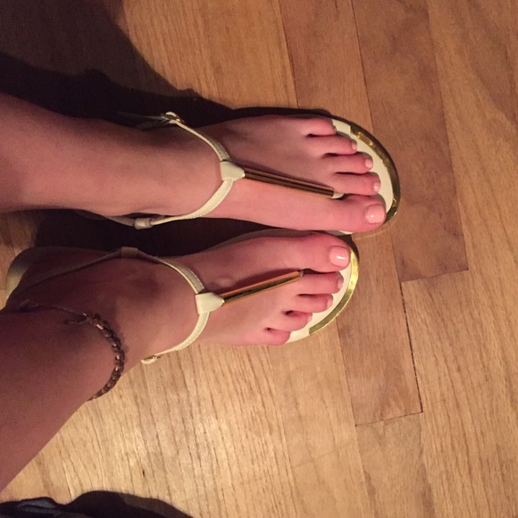 white and gold sandals
