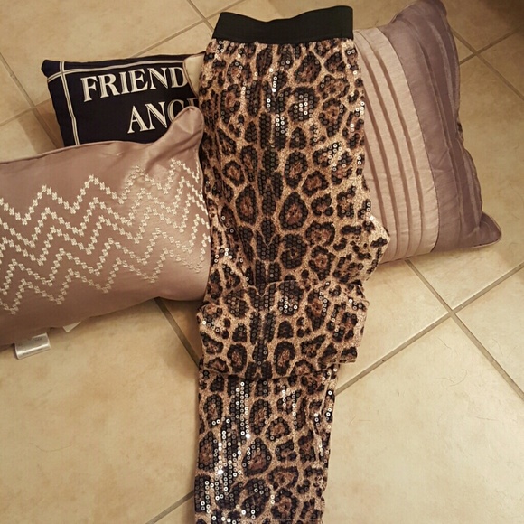 FUN & FAB Sequined, animal print pants!!