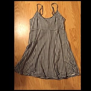 Black and white checkered swing dress