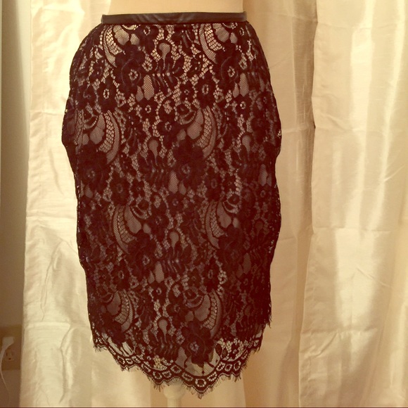 By Malene Birger black lace skirt w/nude lining