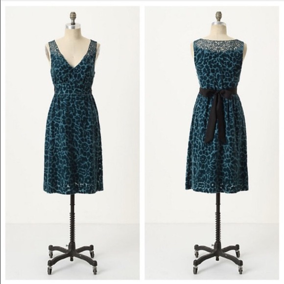 Moulinette Soeurs blue velvet dress Anthropologie