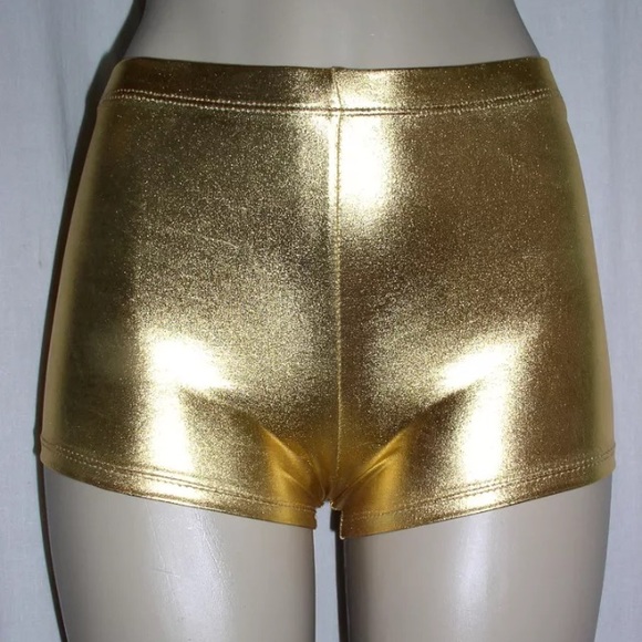 Metallic gold booty shorts