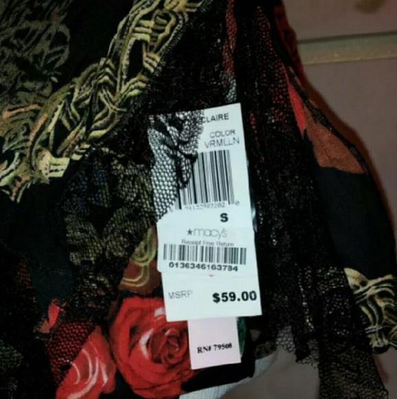 ~NWT~ ruffled lace semi-sheer crinkled blouse - Picture 3 of 4