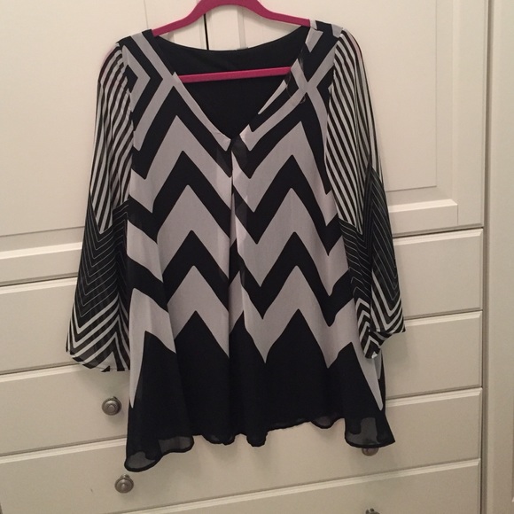 Black and white chevron dress