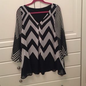 Black and white chevron dress