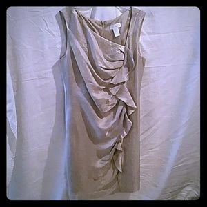 Spiegel Ruffled Shimmery Asymmetrical Necked Dress