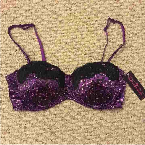 NWT purple cheetah Gina Intimates push up bra 34D - Picture 1 of 3