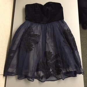 Floreat blue and black velvet and tulle dress