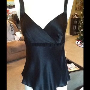 Black silk camisole.