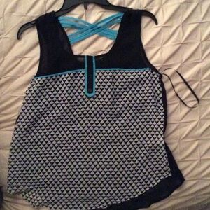 "Mine" sheer black and white tank