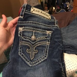 Rock revival dark washed jeans