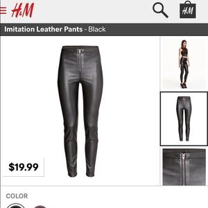 H&M pleather zip pants in size 6