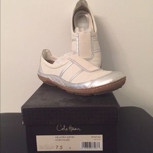 Cole Haan ivory/silver slip on
