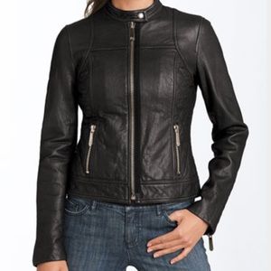 Michael kor black leather jacket