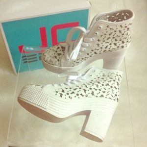 Jeffrey Campbell White Platform Leather Sneakers 9