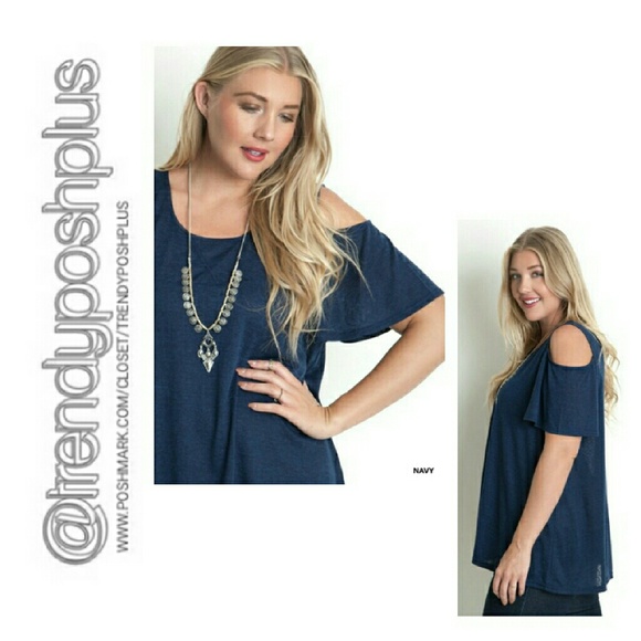 Navy Open Shoulder Tunic - Picture 1 of 1