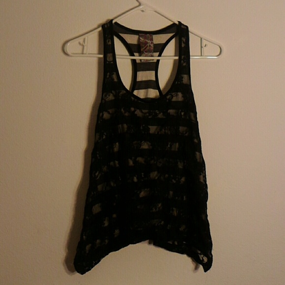 Striped lace tank top - Picture 1 of 1