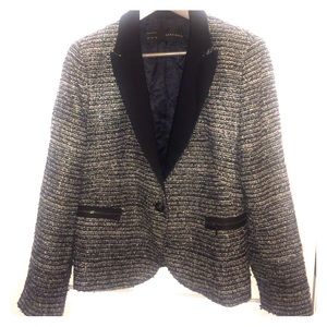 Zara Tweed Blazer with Contrast Lapel