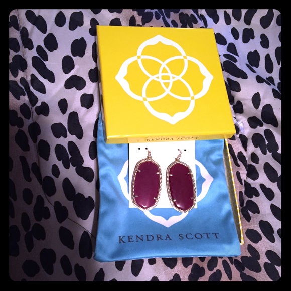 Maroon and gold Kendra Scott earrings