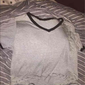 ✨SOLD✨. V Neck Stripped Crop Top