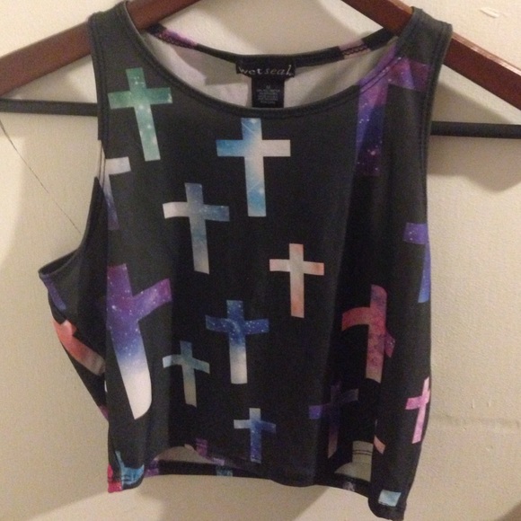 Galaxy cross print crop top!