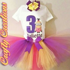 Custom made minion(girl version) tutu set