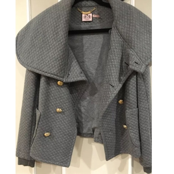 Juicy Couture gray quilted collared jacket coat S