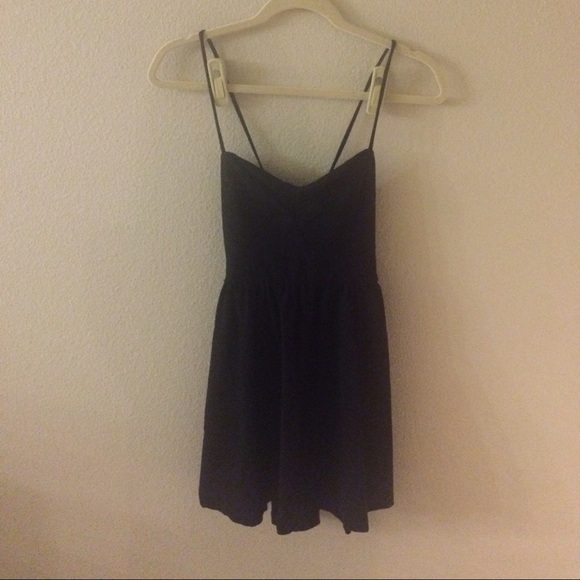 Lace-up back black dress