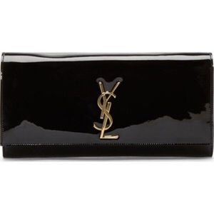 Brand New YSL black patent clutch