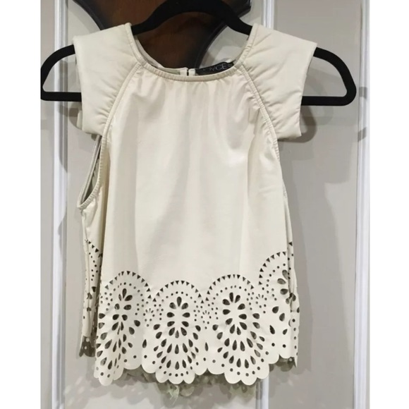 Joyce faux leather cream cropped top Size Small - Picture 1 of 4