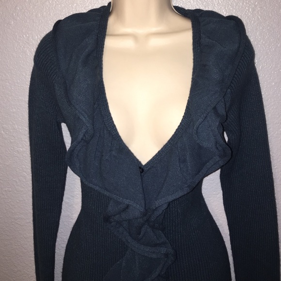 The limited ruffled sweater dress emerald green XS - Picture 1 of 4