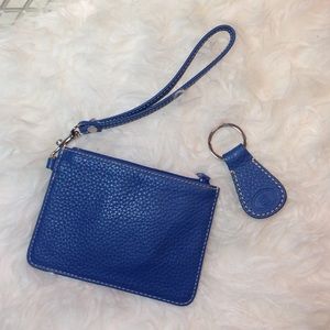 Dooney & Bourke Blue Wristlet w/ matching Keychain