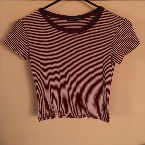 BRANDY MELVILLE burgundy striped crop top