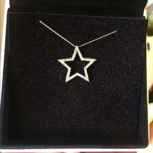 10k white gold diamond star pendant necklace
