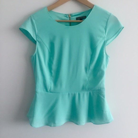 Express light aqua peplum top