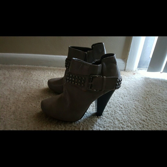 Gray booties.