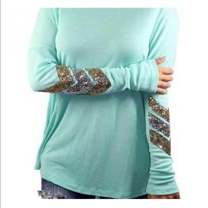 Shirt with Chevron Sequins