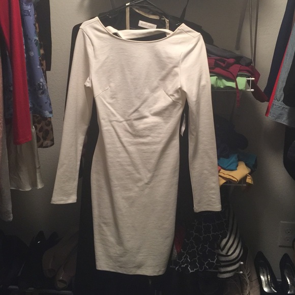 Foreign Exchange Dresses & Skirts - Off white long sleeve open back bodycon dress