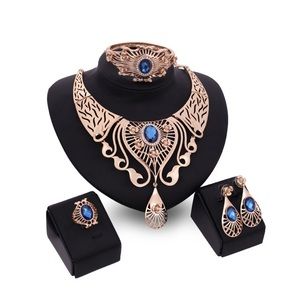 Gorgeous Blue CZ RoaeGold Plated 4PC Set Brand New