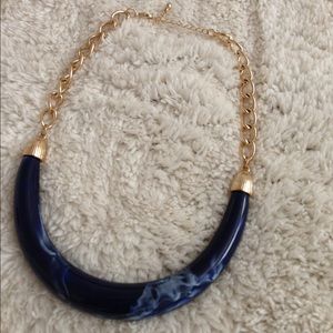 Blue Marbled Collar Necklace