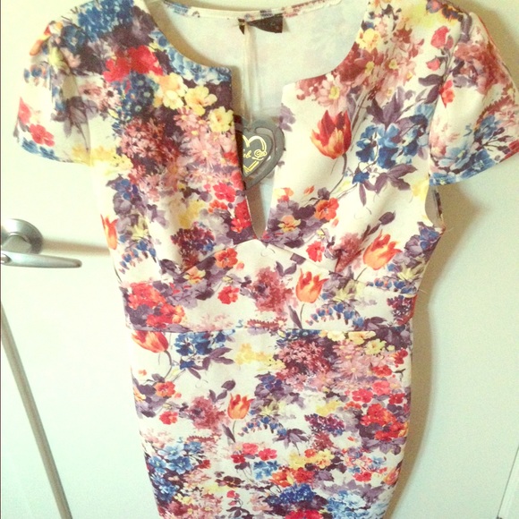 White Floral Bodycon Dress