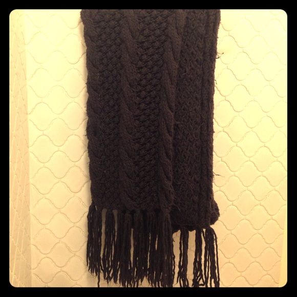 Extra long Free People dark brown knit scarf