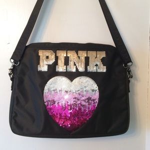 Victoria's Secret PINK sequin laptop messenger bag