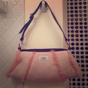 NEW UGG Pink Sheepskin purse with furry accents