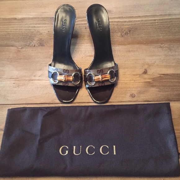 Authentic Gucci GG Bamboo Horsebit Slides