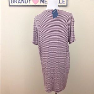 Brandy Melville maroon striped t-shirt dress
